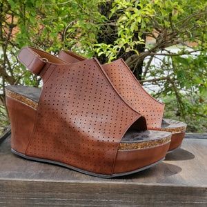 Womens Platform Wedge Sandals Whiskey-RESTOCK